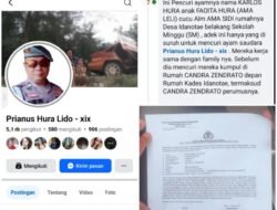 Diduga Akun Facebook: Prianus Hura Lido Diminta Kepada Polres Nias Supaya Secepatnya Diproses Sesuai UU Yang Berlaku